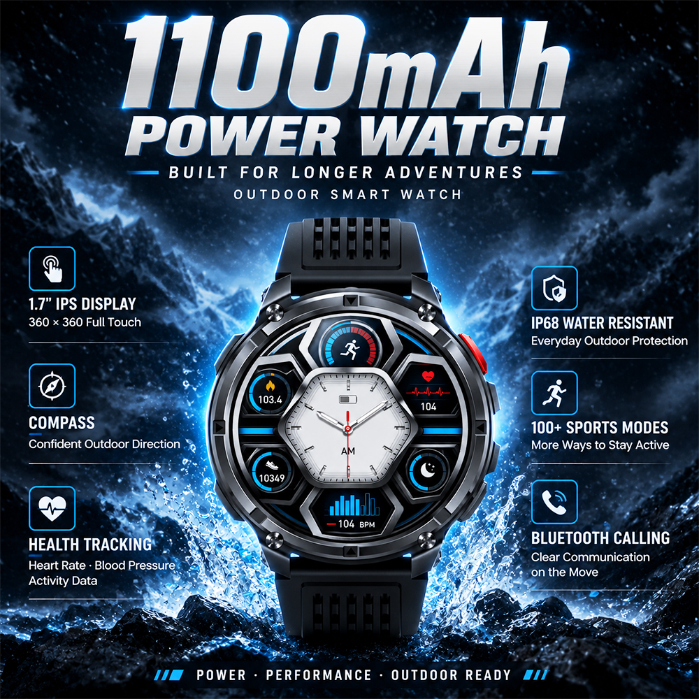 Outdoor Lighting Japanese - 2026 New 1100mAh Men's Outdoor Smartwatch