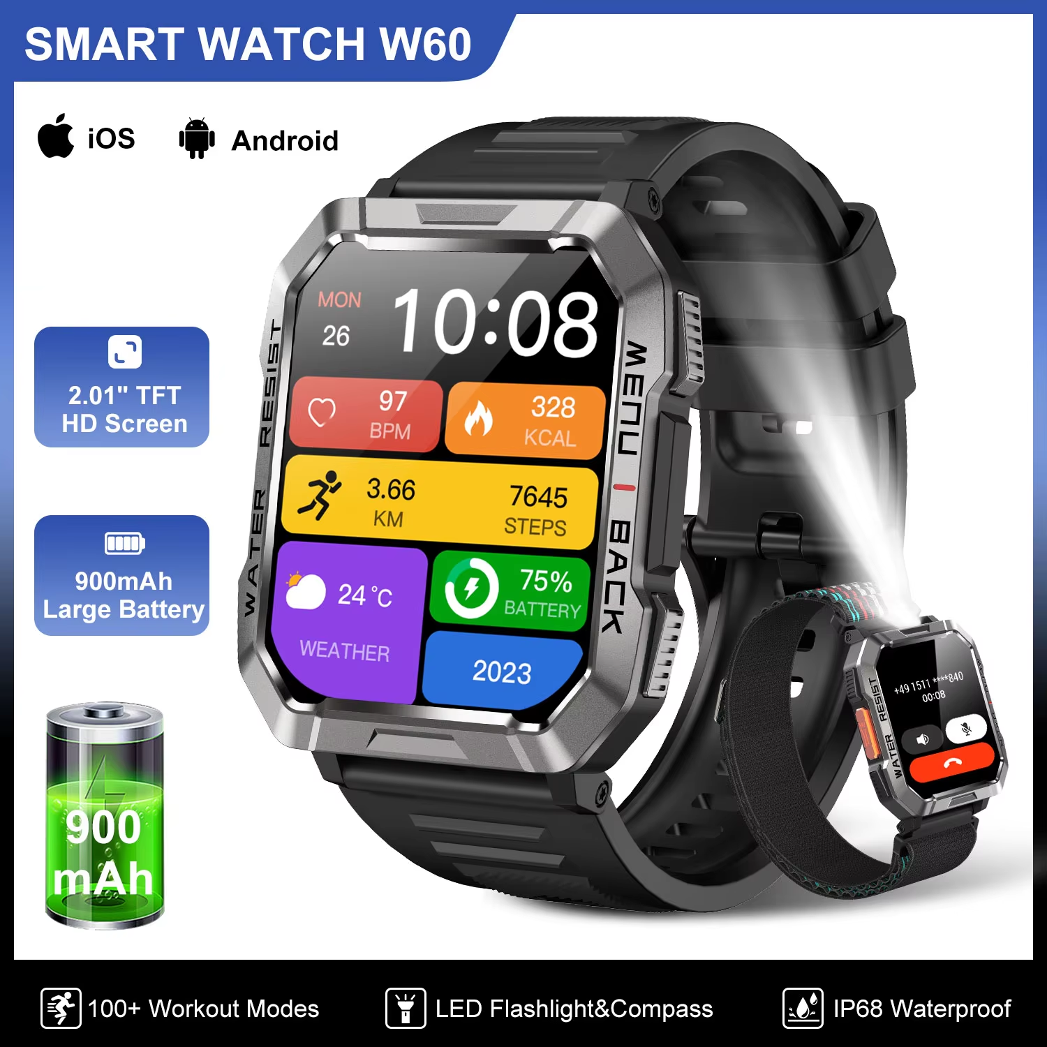Outdoor Lighting Japanese - Blackview W60 Waterproof Smart Watch 2.01