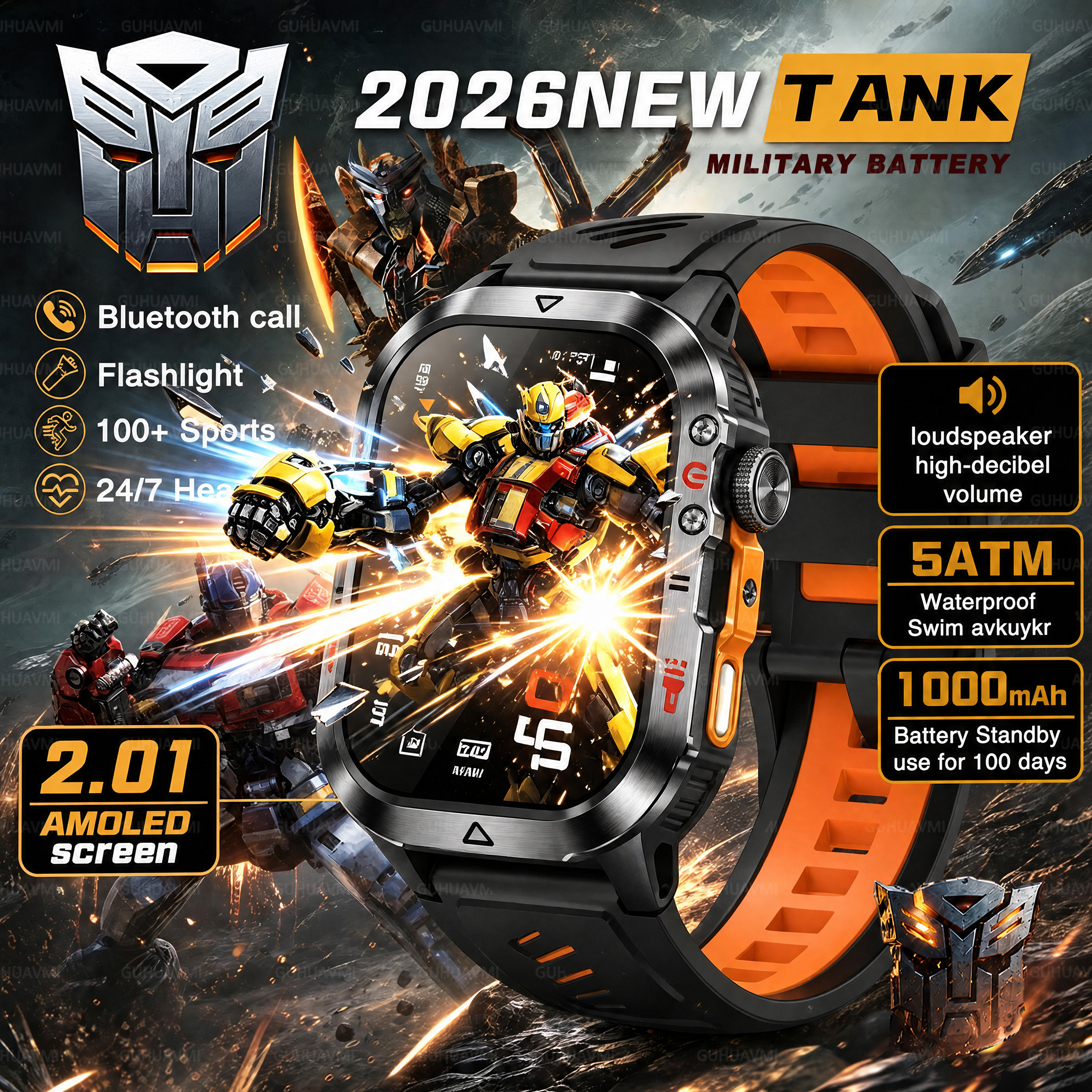 Outdoor Lighting Transformer - 2026NEW Transformers TANK Military SmartWatch 1000mAh