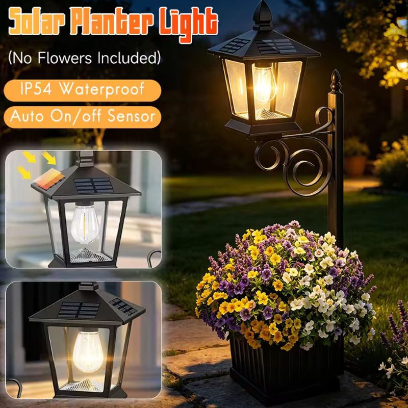 Outdoor Lighting Wall - 2-in-1 Solar Garden Planter Lamp Warm