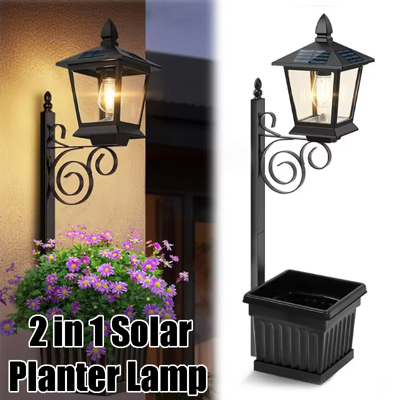 Outdoor Lighting Wall - Solar Powered 2-in-1 Flower Pot Light
