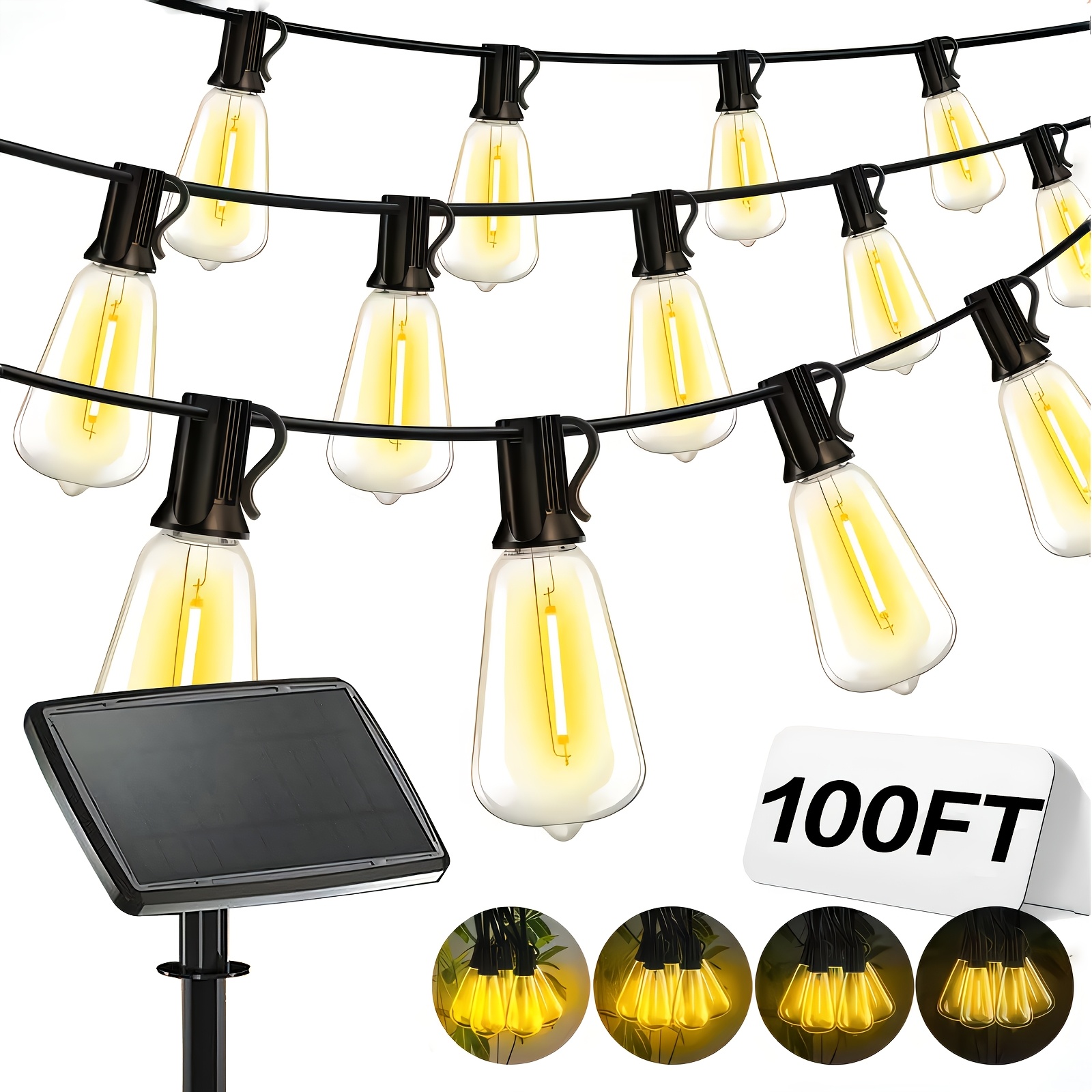 Outdoor Lighting For Christmas - Solar Lights Outdoor, 100ft Patio Light