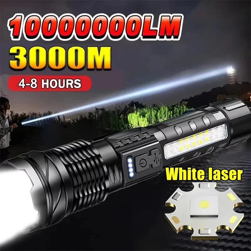 Outdoor Lighting Setup - Powerful LED Flashlight Battery Display USB