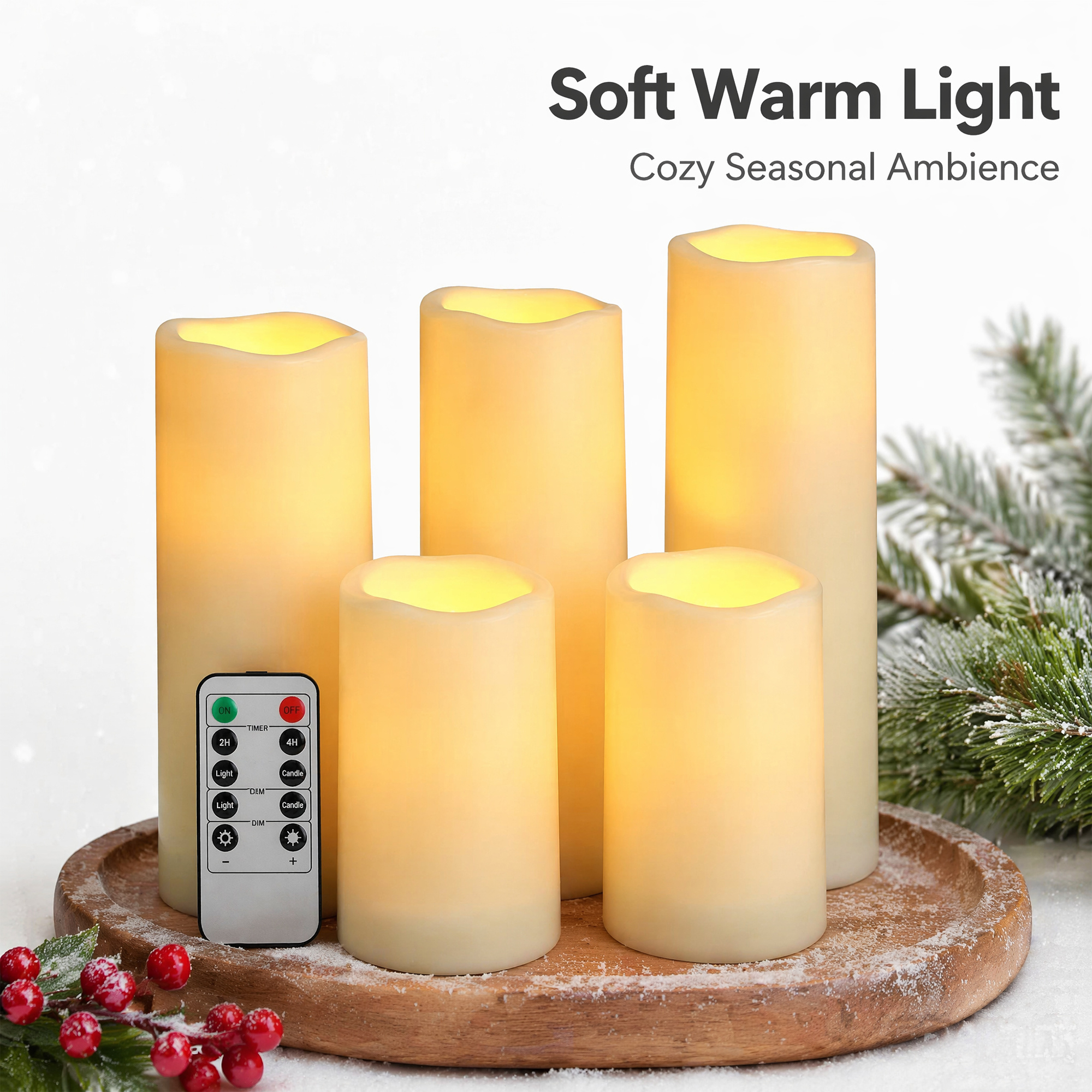 Flameless LED Pillar Candle Wa - Outdoor Lighting For Christmas 评论和价格