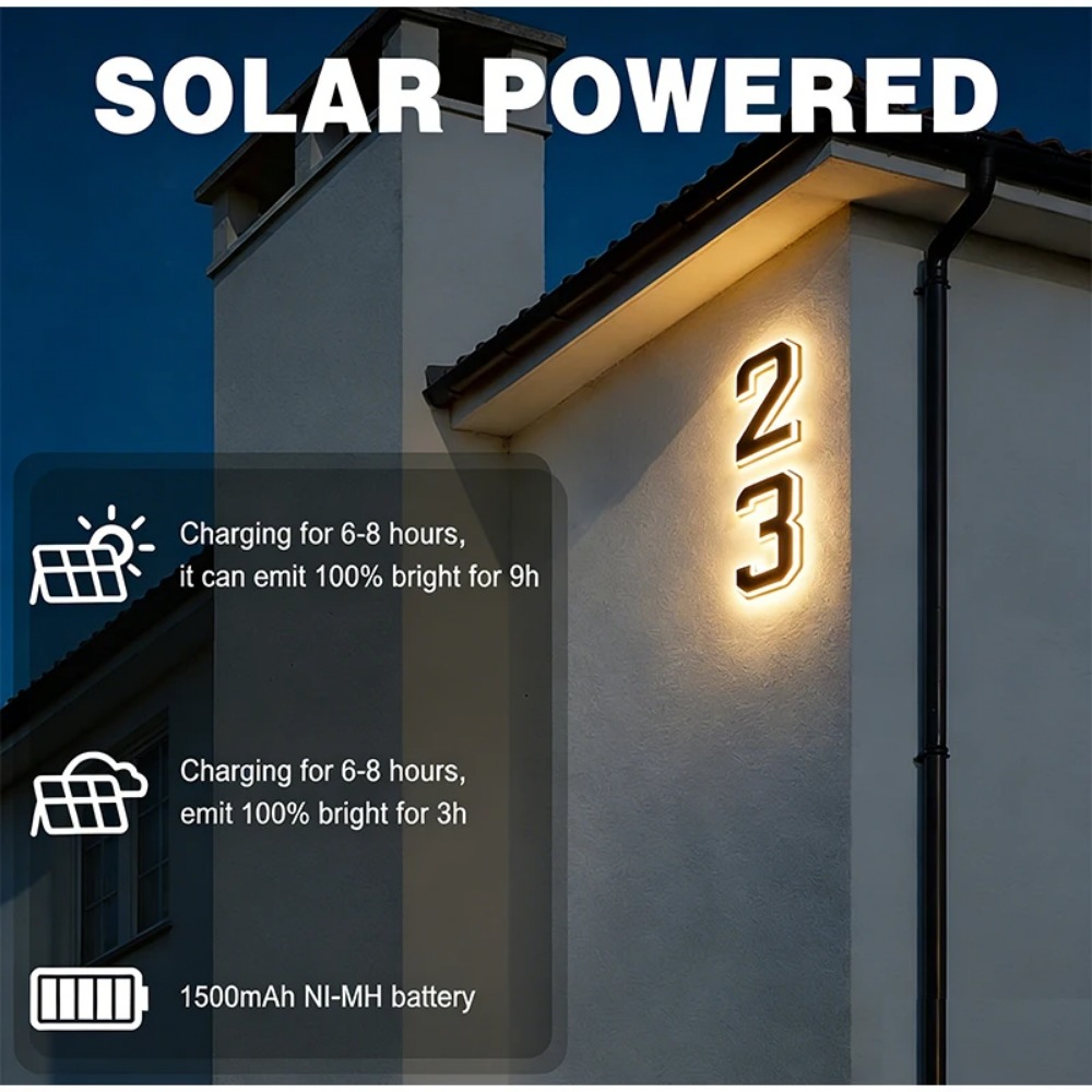 New Solar Address Sign LED Hou - Xl Outdoor Lighting 评论和价格