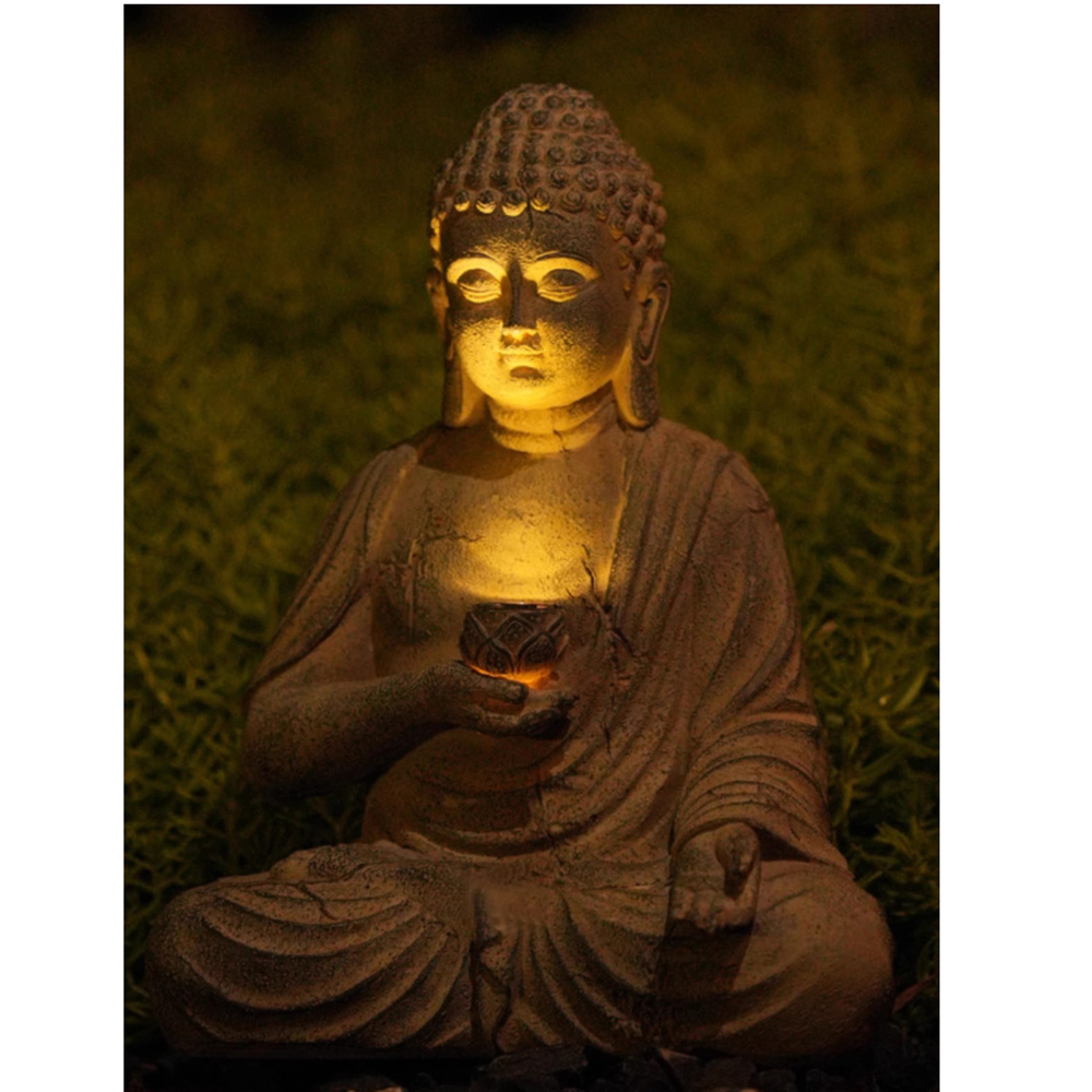 Resin Solar Buddha Statue Scul - Outdoor Lighting Japanese 评论和价格