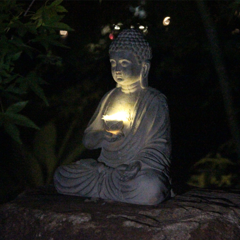 Resin Solar Buddha Statue Scul - Outdoor Lighting Japanese 评论和价格