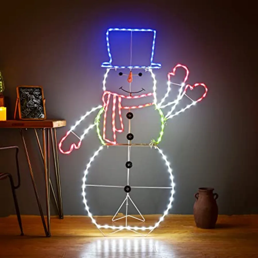5FT 195 LED Snowman Light, Col - Outdoor Lighting For Christmas 评论和价格