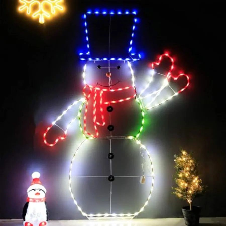 5FT 195 LED Snowman Light, Col - Outdoor Lighting For Christmas 评论和价格