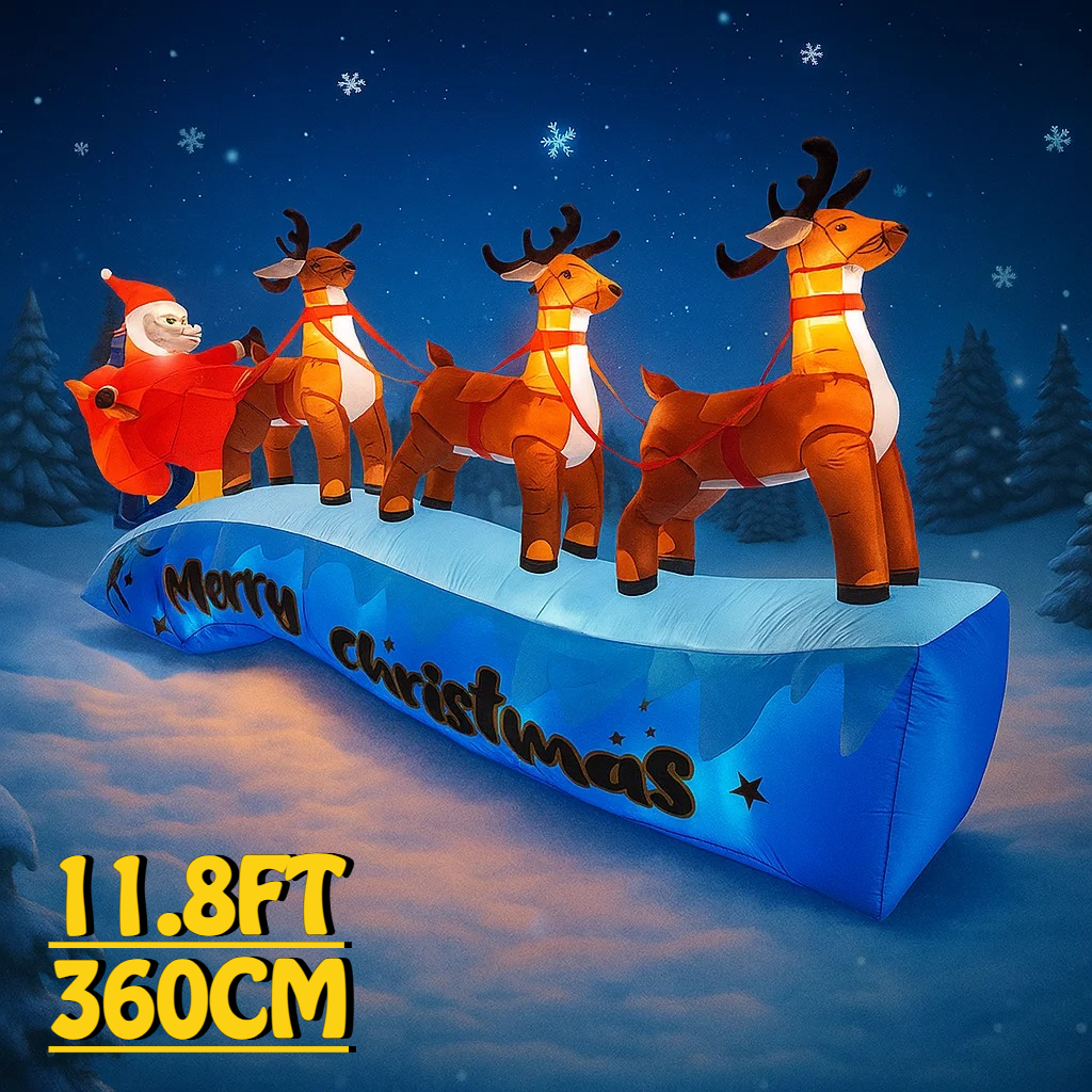 11.8FT Santa Claus Reindeer Sl - Outdoor Lighting For Christmas 评论和价格