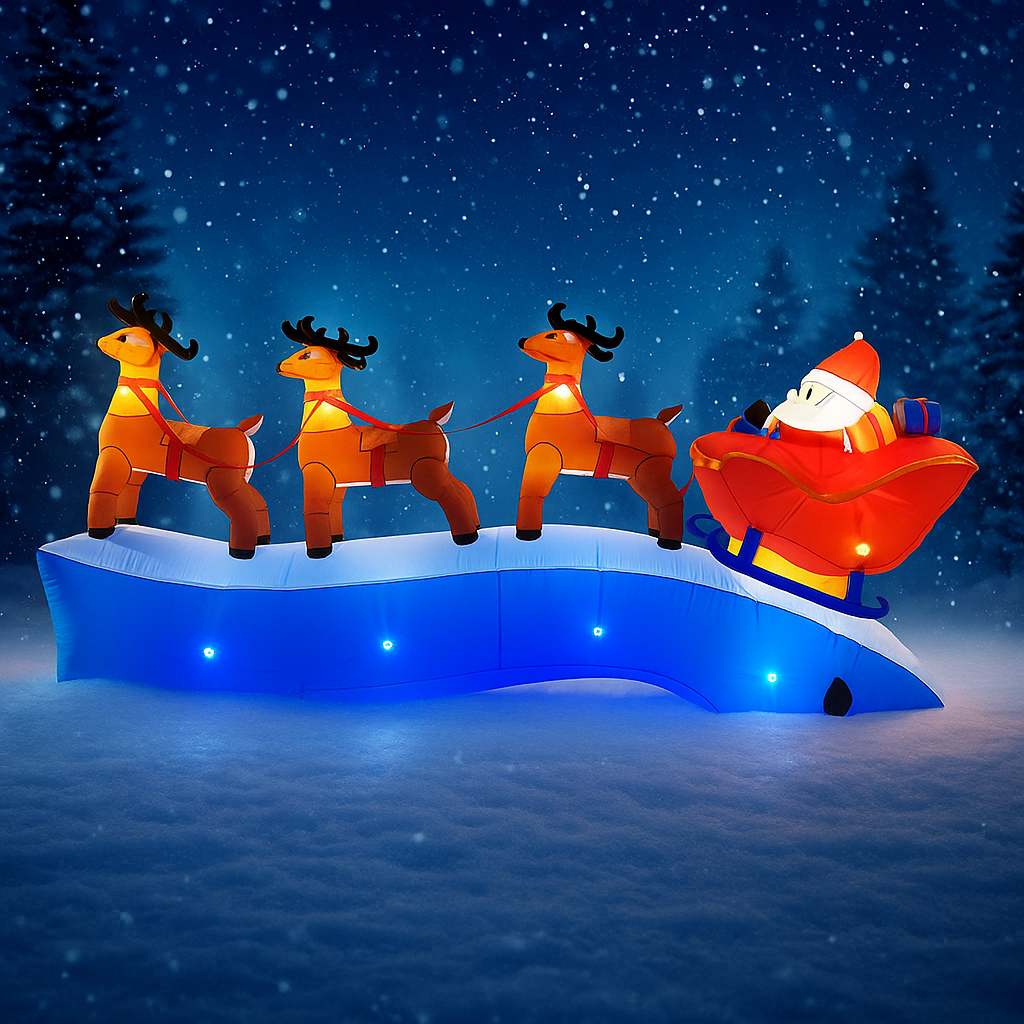 11.8FT Santa Claus Reindeer Sl - Outdoor Lighting For Christmas 评论和价格