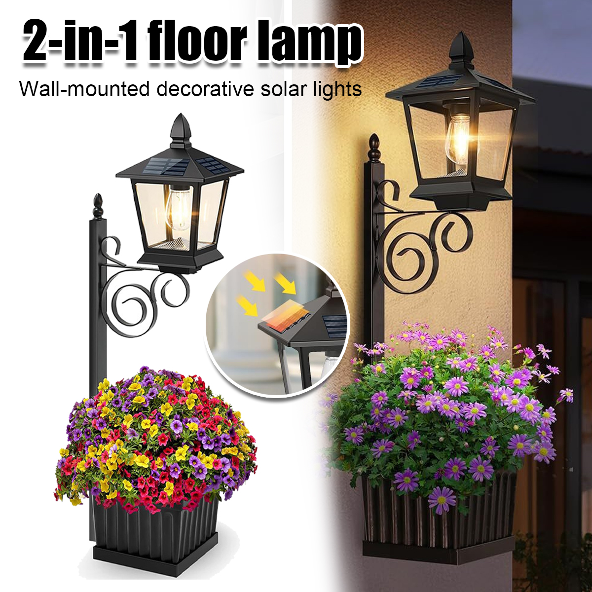Solar Powered 2-in-1 Flower Po - Outdoor Lighting Wall 评论和价格