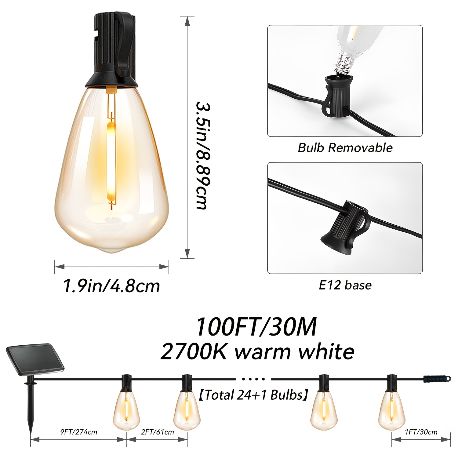 Solar Lights Outdoor, 100ft Pa - Outdoor Lighting For Christmas 评论和价格