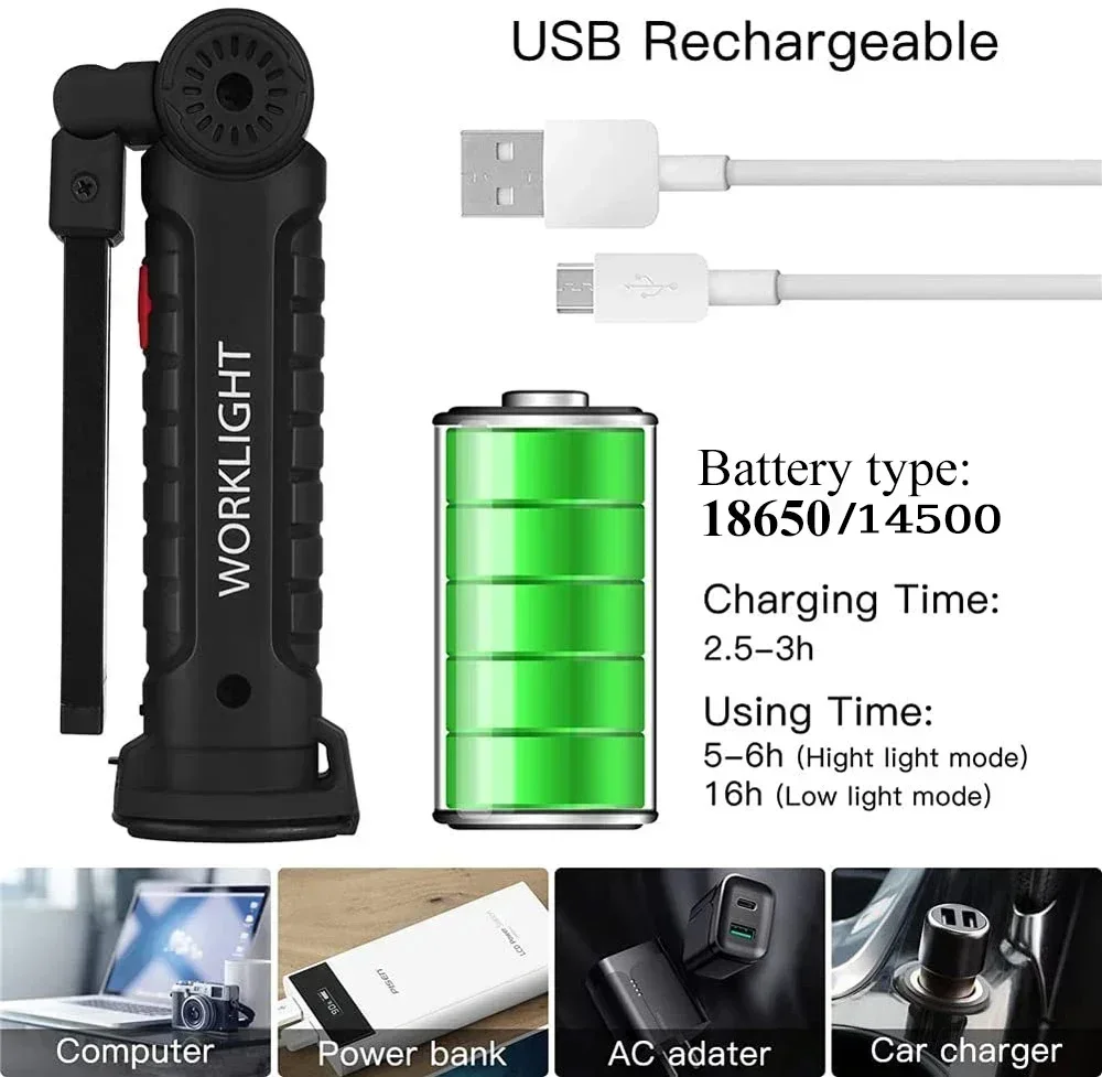 LED COB Flashlight USB Recharg - Outdoor Lighting Setup 评论和价格