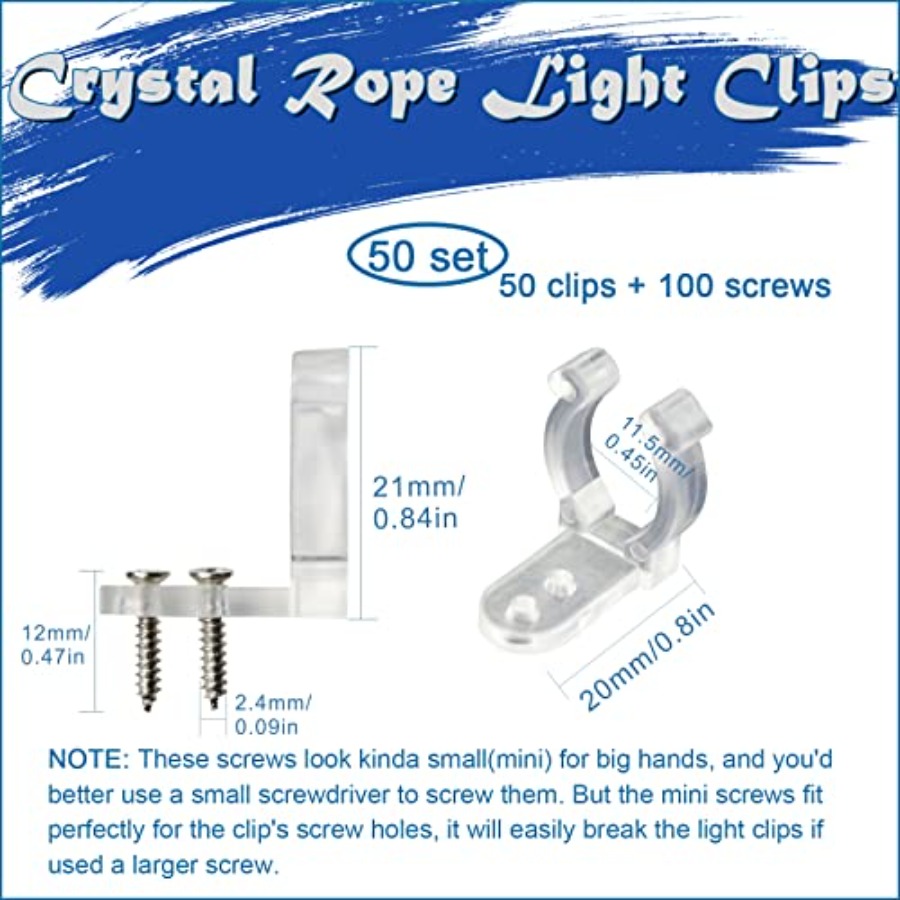 50 Pack Rope Light Clips Clear - Outdoor Lighting Strip 评论和价格
