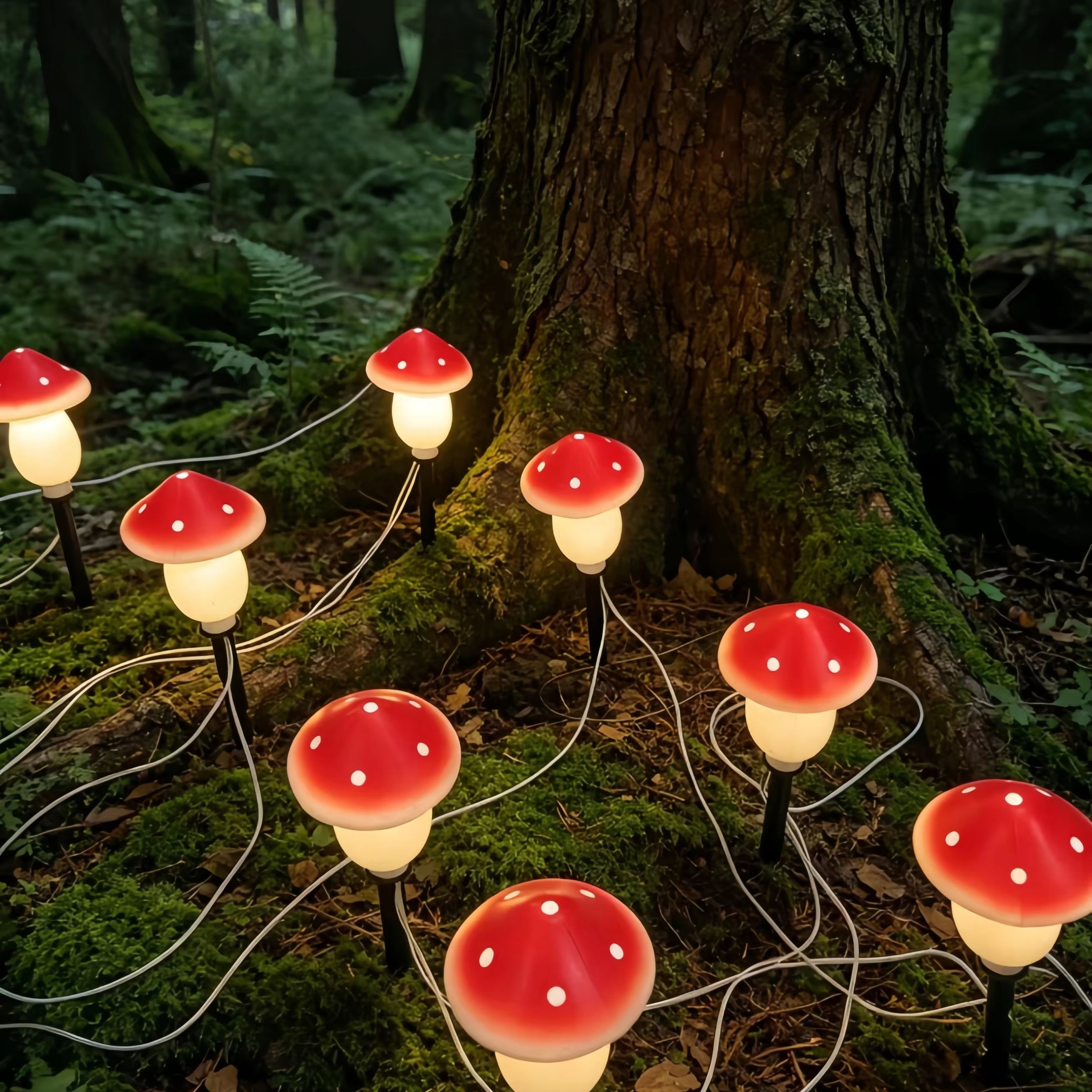Solar Mushroom String Lights W - Outdoor Lighting For Christmas 评论和价格